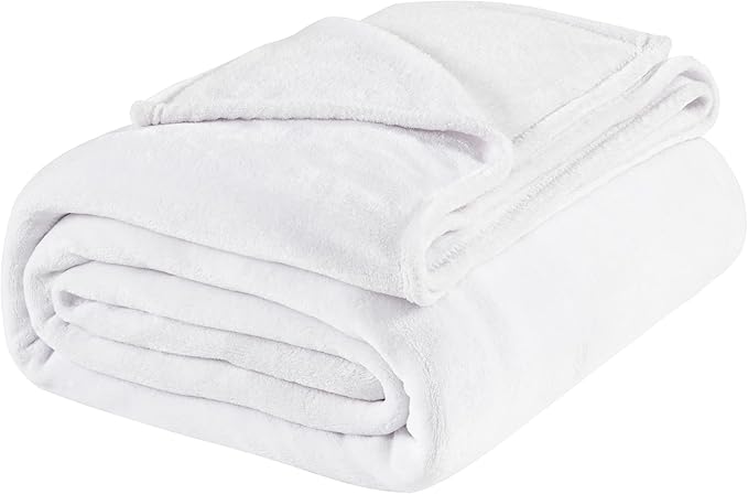 BEDELITE Fleece Blankets Queen Size White Throw Blankets for Bed, Luxury Plush Cozy Fuzzy Blanket 90x90 inches, Super Soft Warm Lightweight Throw Blanket All Seasons Suitable