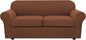 H.VERSAILTEX 3 Piece Stretch Sofa Covers for 2 Cushion Sofa Couch Covers for Living Room Sofa Slipcovers (Base Cover Plus 2 Seat Cushion Covers) Thicker Jacquard Fabric(Large Sofa, Caramel)