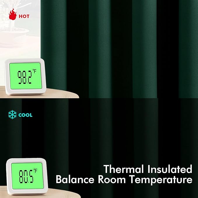 MIULEE Hunter Green Blackout Curtains for Bedroom Living Room 84 Inches Long 2 Panels, Thermal Insulated Room Darkening Drapes Solid Grommet Noise Reduction Light Blocking Window Treatments 50x84 Inch
