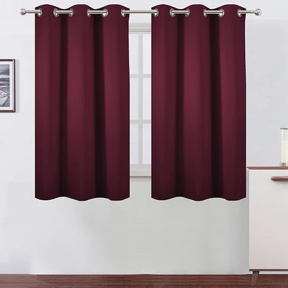 LEMOMO Burgundy Red Blackout Curtains 42 x 54 Inch Length Set of 2 Panels Grommet Bedroom Curtains for Living Room