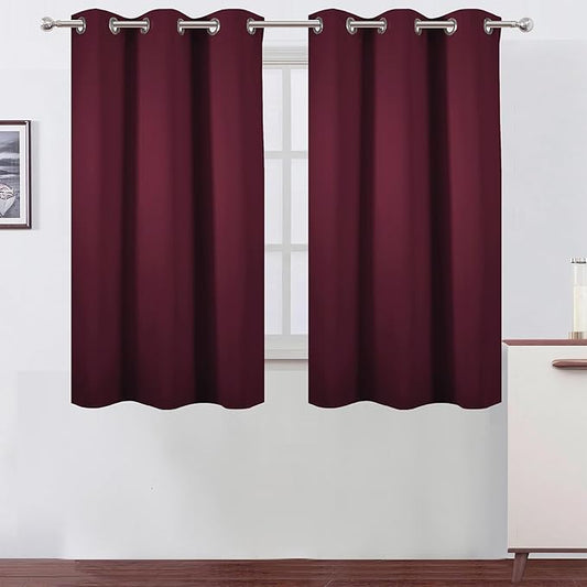 LEMOMO Burgundy Red Blackout Curtains 42 x 54 Inch Length Set of 2 Panels Grommet Bedroom Curtains for Living Room