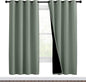 NICETOWN 100% Blackout Window Curtain Panels, Full Light Blocking Drapes with Black Liner for Nursery, 72-inch Drop Thermal Insulated Draperies (Greyish Green, 2 Pieces, 46-inch Wide Per Panel)