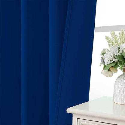 CUCRAF Royal Blue Blackout Curtains 45 inch Length 2 Panels Set, Rod Pocket Room Darkening Drapes for Bedroom Living Room, Insulated Thermal Light Blocking Window Curtain (W52 x L45 Inch)