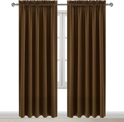 DWCN Brown Blackout Curtains for Bedroom, Thermal Insulated Energy Saving Room Darkening Curtains for Living Room (W60 x L84 inch, Set of 2 Panels, Top of Rod Pocket)