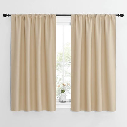 NICETOWN Blackout Room Darkening Curtains - Home Decoration Light & Noise Reducing Thermal Insulated Window Draperies with Rod Pocket Top (Biscotti Beige, Set of 2, 42 inches Wide x 54 inches Long)