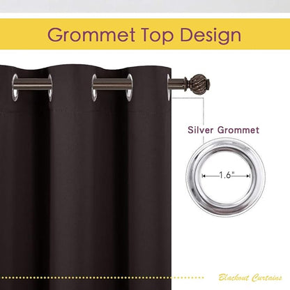 NICETOWN Blackout Draperies Curtains, Energy Smart Thermal Insulated Solid Grommet Blackout Curtains/Drapes Window Panels (2 Panels, 70-inch x 84-inch, Toffee Brown)