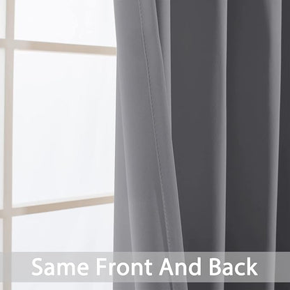 Yakamok Short Blackout Curtains 36 inches, Grommet Thermal Insulated Small Window Treatment Room Darkening Privacy Draperies for Basement Bathroom Bedroom(2 Panels,Grey,42x36 Inch)