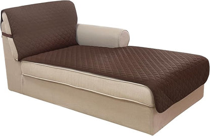 U-NICE HOME Sectional Couch Cover for Dogs Pets Chaise Lounge Reversible Sofa Cover Furniture Protector with Elastic Adjustable Strap, Chocolate