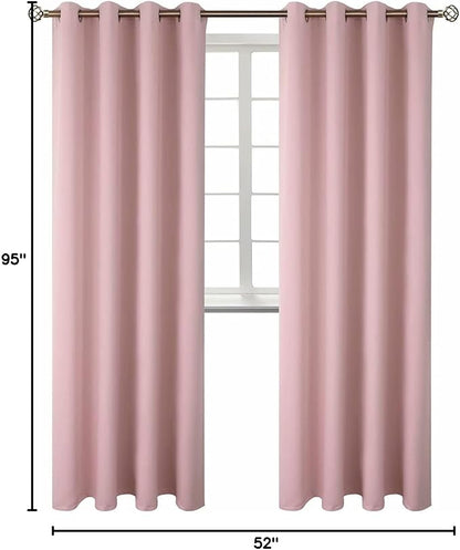 BGment Room Darkening Curtains 95 Inches Long - Grommet Thermal Insulated Drapes Window Treatment Curtains for Bedroom, 2 Panels, 52 x 95 Inch, Baby Pink