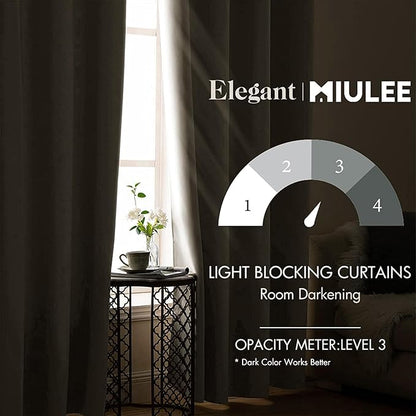 MIULEE Blackout Curtains 96 Inches Long for Bedroom Living Room Thermal Insulated Room Darkening Grommet Top Solid Light Blocking Drapery Set of 2 Window Panels Beige White