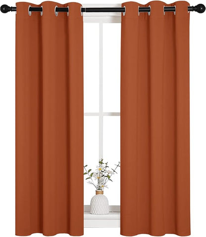 NICETOWN Burnt Orange Window Curtains Blackout Drapes, 1 Pair, 29 by 40 inches, Thermal Insulated Solid Grommet Blackout Curtains/Draperies for Cafe