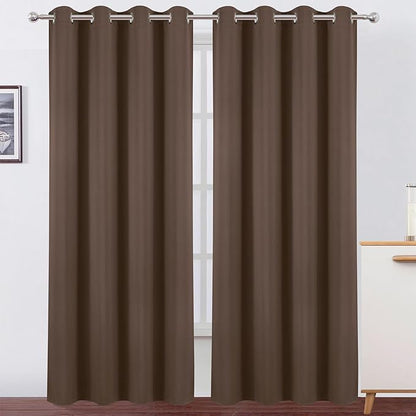 LEMOMO Blackout Curtains 52 x 90 Inch Long Chocolate Curtains Set of 2 Panels Room Darkening Curtains for Bedroom and Living Room