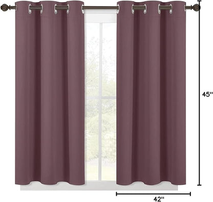 NICETOWN Modern Blackout Curtains Noise Reducing, Thermal Insulated and Privacy Room Darkening Drape Panels for Boy's Guest Room Door Small Short Window (Dry Rose, 2 Panels, W42 x L45 -Inch)