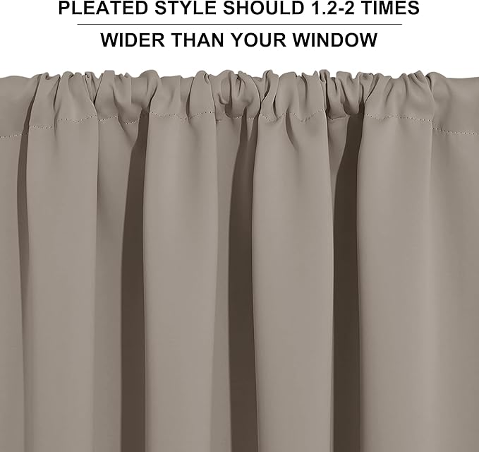 RYB HOME Blackout Curtains for Bedroom Living Room 72 inches Long, Thermal Insulated Privacy Rod Pocket Drapes for Nursery Office Home Theater, Width 42 by Length 72, Sand, 2 Panels