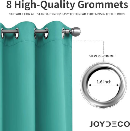 Joydeco Blackout Curtains 84 Inch Length 2 Panels Set, Thermal Insulated Long Curtains& Drapes 2 Burg, Room Darkening Grommet Drapes for Living Room Bedroom Window (W52 x L84 Inch, Peacock Blue)