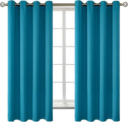 BGment Blackout Curtains - Grommet Thermal Insulated Room Darkening Bedroom and Living Room Curtains, Set of 2 Panels (52 x 63 Inch, Peacock Blue)