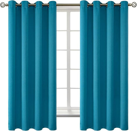 BGment Blackout Curtains - Grommet Thermal Insulated Room Darkening Bedroom and Living Room Curtains, Set of 2 Panels (52 x 63 Inch, Peacock Blue)