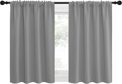 NICETOWN RV Blackout Curtains for Camper Windows, Short Room Darkening Curtains for Kitchen, Home Decoration Thermal Insulated Blackout Drapes for Small Windows (Silver Grey, 2 Panels, W29 x L30)