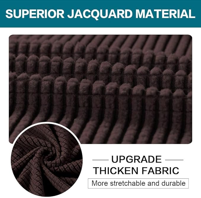 Turquoize 4 Piece Sofa Covers for 3 Cushion Couch Sofa Slipcover Soft Couch Cover for Dogs-Washable Sofa Furniture Covers with 3 Individual Large Cushion Covers Jacquard Fabric (XL Sofa, Brown)