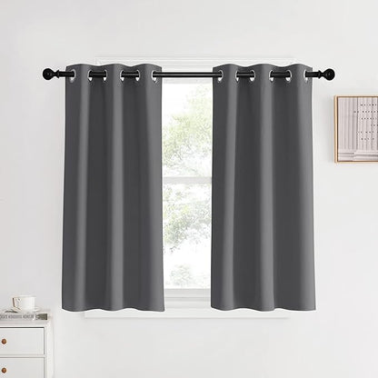 NICETOWN Blackout Curtains & Drapes for Bedroom, Grey, W34 x L40, Set of 2, Triple Weave Grommet Top Thermal Insulated Light Blocking Panels for Bathroom/Living Room
