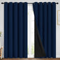 Yakamok Navy Blue 100% Blackout Curtains Energy Saving Thermal Insulated 2 Thick Layers Completely Blackout Drapes with Black Liner for Bedroom (70Wx84L, Navy Blue, 2 Panels)