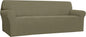 Easy-Going Stretch 4 Seater Sofa Slipcover 1-Piece Sofa Cover Furniture Protector Couch Soft with Elastic Bottom for Kids, Polyester Spandex Jacquard Fabric Small Checks Khaki