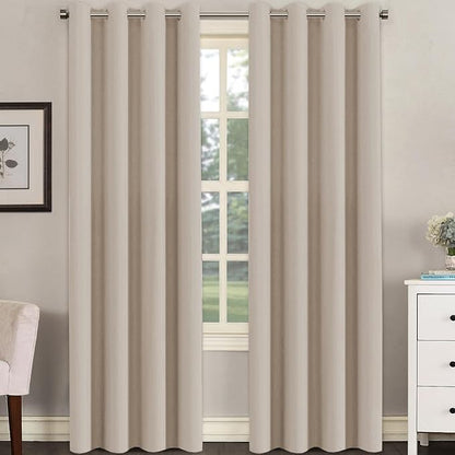 H.VERSAILTEX Blackout Curtain for Living Room Thermal Insulated Window Treatment Curtain Extra Long 84 inch Length Energy Saving Solid Grommet Top Blackout Drape, One Panel, Fog, 52" W x 84" L