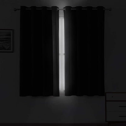 LEMOMO Black Blackout Curtains 52 x 63 Inch Length/Set of 2 Curtain Panels/Thermal Insulated Room Darkening Curtains for Bedroom and Living Room