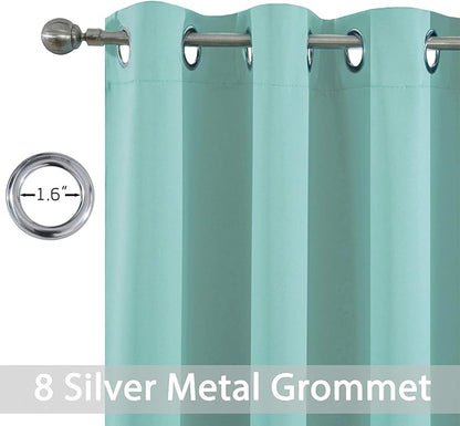 Yakamok 36 Inch Blackout Curtains Panels with Grommets, Aqua Room Darkening Thermal Insulated Window Drapes for Living Room/Bedroom, W52 x L36, Aqua, 2 Panels