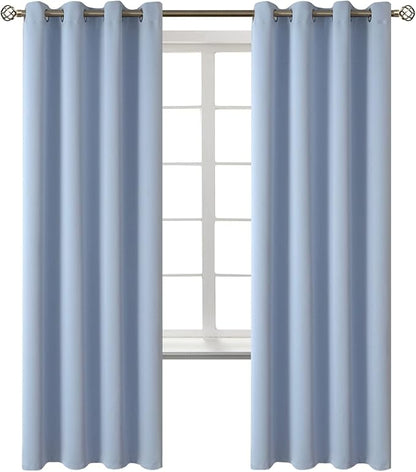 BGment Blackout Curtains for Bedroom - Grommet Thermal Insulated Room Darkening Curtains for Living Room, Set of 2 Panels (52 x 72 Inch, Spa Blue)