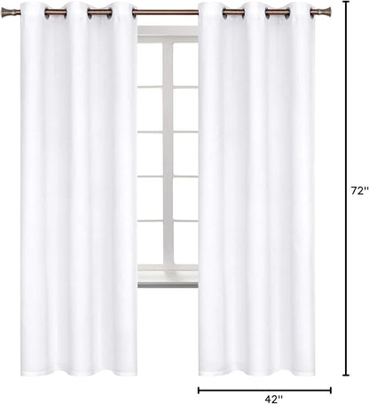 BGment Room Darkening Curtains 72 Inches Long - Grommet Thermal Insulated Drapes Window Treatment Curtains for Bedroom, 2 Panels, 42 x 72 Inch, Pure White