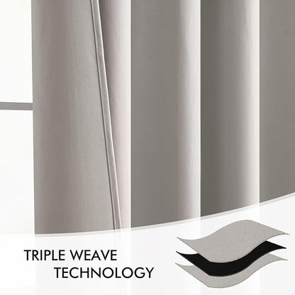 MIULEE Stone Back Tab Blackout Curtains 72 Inches Long 2 Panels Set for Living Room Bedroom Privacy, Rod Pocket/Pinch Pleat Thermal Insulated Room Darkening Pleated Light Blocking Drapes