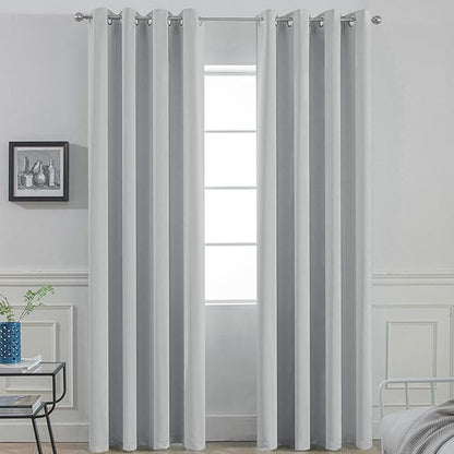 Yakamok Room Darkening Grommet Window Drapes Thermal Insulated Light Blocking Light Grey Blackout Curtains for Bedroom(52Wx96L,Light Gray,2 Panels)