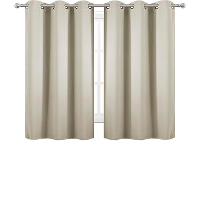 LEMOMO Light Beige Blackout Curtains 42 x 54 Inch Length Set of 2 Panels Grommet Bedroom Curtains for Living Room