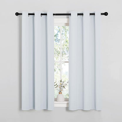 NICETOWN Room Darkening Curtain Panels for Bedroom, Easy-Care Solid Thermal Insulated Grommet Room Darkening Draperies/Drapes (Greyish White, 2 Panels, 34 by 54)