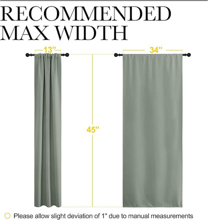 NICETOWN Window Curtains Blackout Drapes - Thermal Insulated Solid Rod Pocket Blackout Curtains/Draperies for Living Room (Greyish Green, One Pair, 34 by 45-Inch)