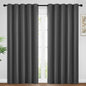Yakamok 84 Inch Long Blackout Curtains for Bedroom, Thermal Insulated Room Darkening Curtains, Light Blocking Blackout Drapes for Living Room- 2 Panels,62x84 Inch, Charcoal Grey