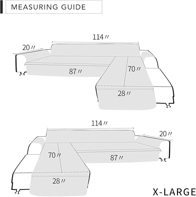 Easy-Going L Shape Sofa Slipcover - Sectional Couch Cover with Chaise & Reversible Sofa Cover for Pets & Kids (X-Large, White/White)