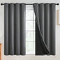 SimpleHome 100% Blackout Curtains for Bedroom,Thermal Insulated Grey Grommet Window Drapes Room Darkening Curtains for Living Room with Black Back,52 x 54 Inch,2 Panels