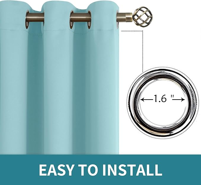 BGment Blackout Curtains - Grommet Thermal Insulated Room Darkening Bedroom and Living Room Curtains, Set of 2 Panels (52 x 95 Inch, Baby Blue)
