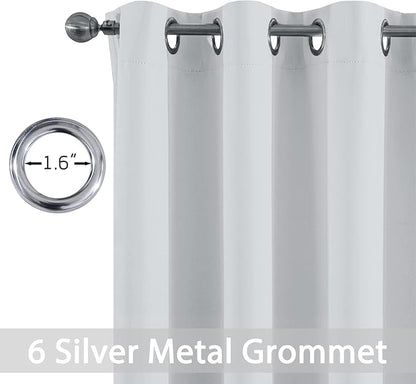 Yakamok 36 Inch Length Room Darking Curtains for Bedroom, Light Blocking Drapes Room Darkening Thermal Insulated Solid Grommet Panels for Living Room(38Wx36L, Greyish White, 2 Panels)
