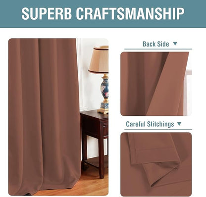 H.VERSAILTEX Blackout Curtain for Living Room Thermal Insulated Window Treatment Curtain Extra Long 108 inch Length Energy Saving Solid Grommet Blackout Drape, One Panel, Washed Spice, 52" W x 108" L