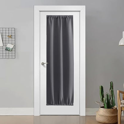 NICETOWN 1 Panel Door Curtain Privacy Thermal Insulated Noise Reducing Blackout French Door Rod Pocket and Ceiling Track Window Covering for Kitchen, Patio Front, Bedroom, Grey, 25" W x 72" L