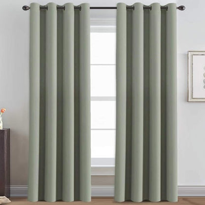 H.VERSAILTEX Ultra Sleep Blackout Room Darkening Curtains for Bedroom, Thermal Insulated Energy Efficient Window Panel Drapes, Grommet Sliding Door Curtain Panel - Light Sage, One Panel, 52'W x 96'L