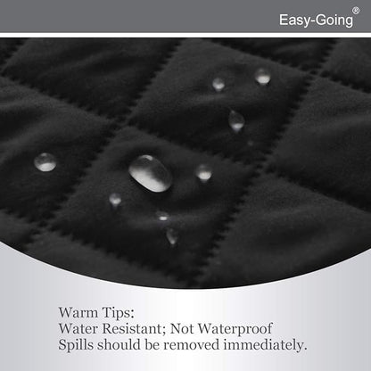 Easy-Going Reversible Loveseat Couch Cover for 2 Cushion Couch Sofa Cover for Dogs Water Resistant Furniture Protector with Foam Sticks Elastic Straps for Pet (Loveseat, Black/Beige)