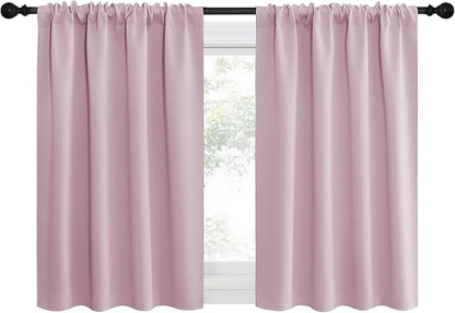 NICETOWN 2 Panels Blackout Curtains, Rod Pocket Thermal Insulated Drapes for Kitchen, Heavy Duty Small Window Treatment for Dorm Room, Studio Apartment, Basement (Baby Pink, W42 x L30)