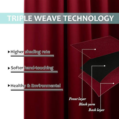 NICETOWN Blackout Curtains 80 inches Long, Full Light Blocking Drapes with Black Liner for Nursery, Thermal Insulated Draperies for Hall, Villa (Burgundy Red, 2 Pieces, 42" Wide Each Panel)