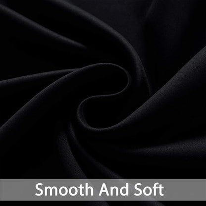 Yakamok Soft and Smooth Blackout Curtains for Bedroom - Grommet Thermal Insulated Room Darkening Curtains for Living Room, Set of 2 Panels (52W x 72L Inch, Black)