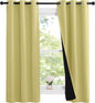 NICETOWN Paler Yellow Full Shade Curtain Panels, 37" Wide x 70" Long, Pair of Thermal Insulated & Energy Efficiency Blackout Curtains for Living Room Windows, Lined Silky Performance Window Dressing