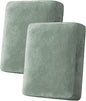H.VERSAILTEX Velvet Stretch Couch Cushion Cover Plush Cushion Slipcover for Loveseat Cushion Furniture Protector Seat Cushion Sofa Cover (2 Piece Medium Sofa Cushion Covers, Sea Grass)